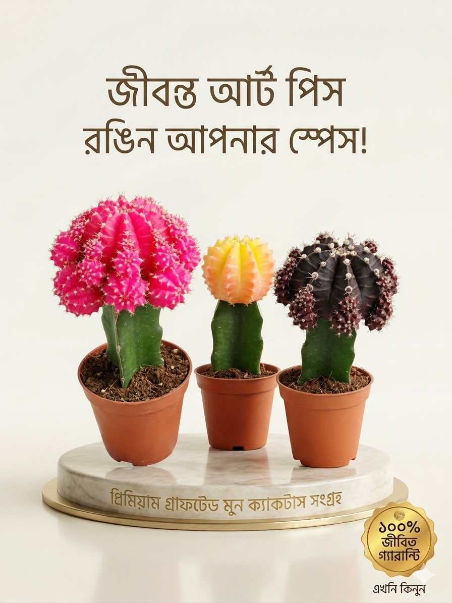 প্রিমিয়াম গ্রাফটেড মুন ক্যাকটাস (Grafted Moon Cactus)